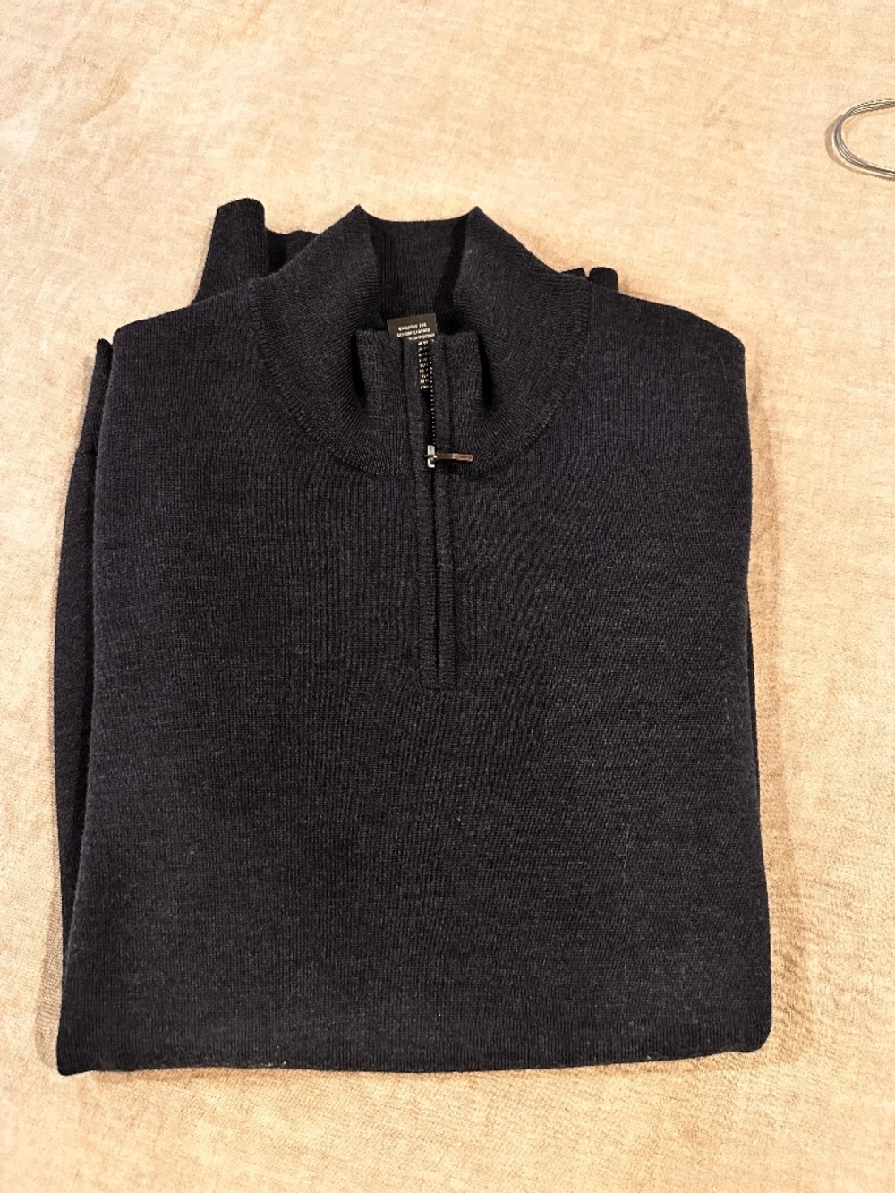 BLOOMINGDALES MENS STORE 3/4 ZIP SWEATER, NAVY